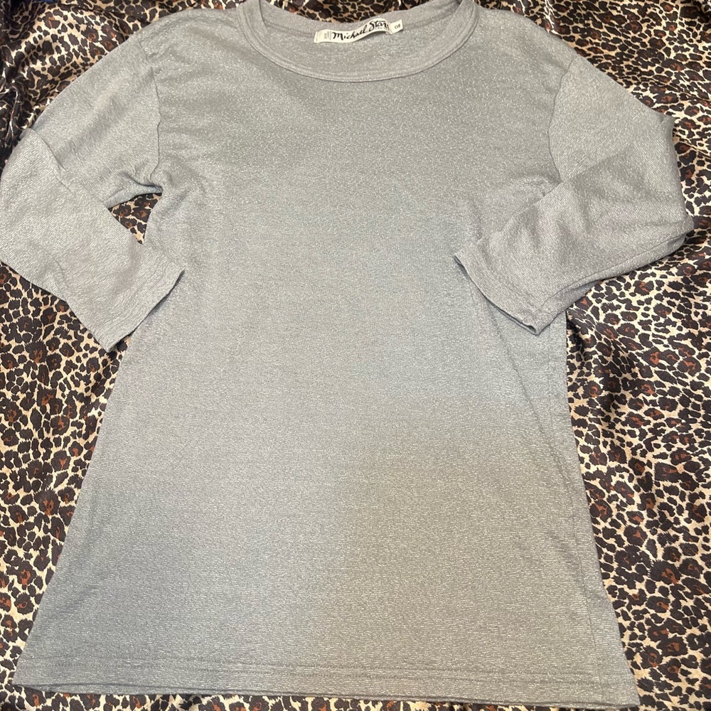 Micheal Stars 3/4 Sleeve Grey /Silver Long Sleeve Top